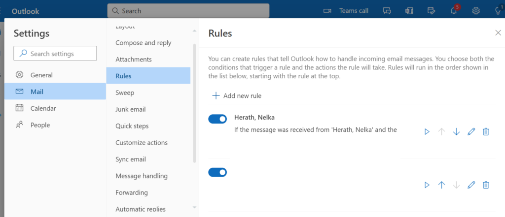 The rules on this computer do not match the rules on microsoft exchange